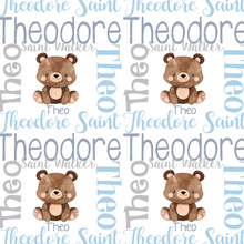 Load image into Gallery viewer, Personalized Name Blanket Teddy Bear THEO