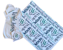 Load image into Gallery viewer, Personalized Baby Boy Blanket Initial Antler WADE