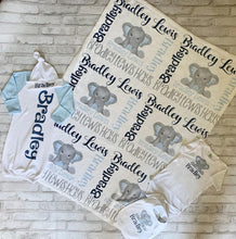 Load image into Gallery viewer, Baby Boy Coming Home Outfit ~ Baby Layette set- Elephant