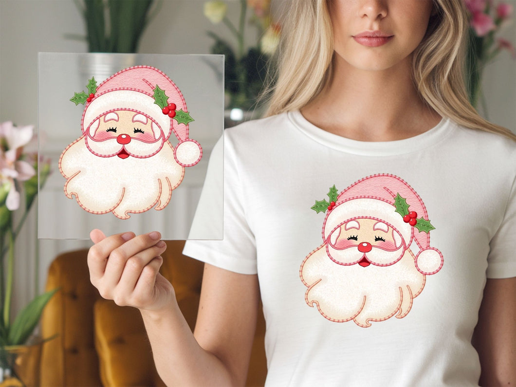 Pink Santa DTF TRANSFER