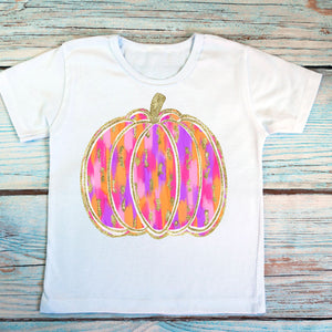 Pink Watercolor Pumpkin Children's Tee