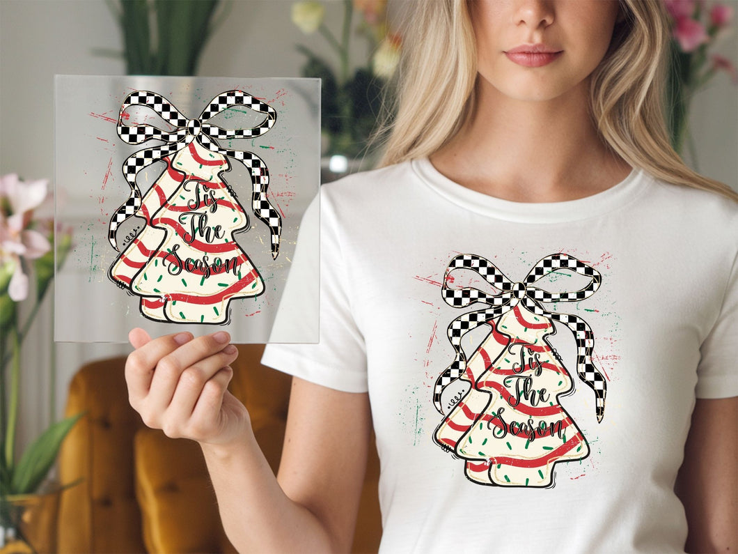 Christmas tree little debbie with bow Christmas DTF TRANSFER