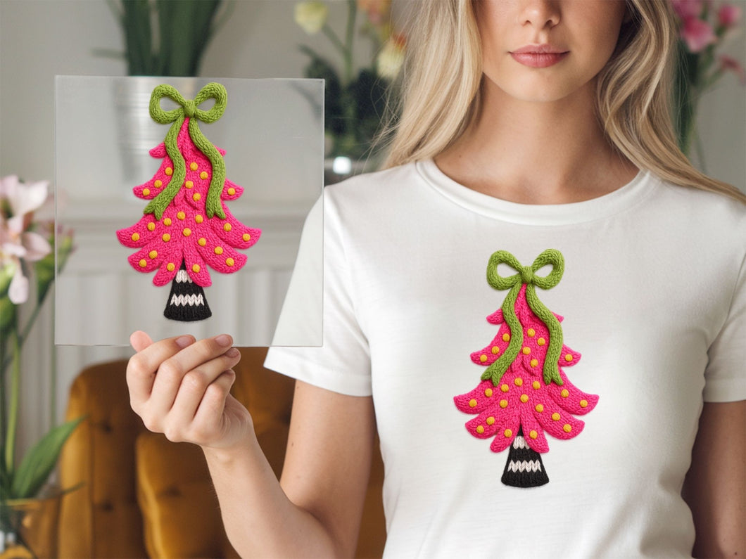 Pink yarn Christmas DTF TRANSFER