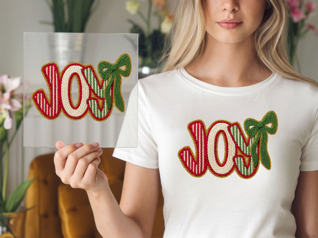 Joy with Bow Yarn Chrstimas DTF TRANSFER