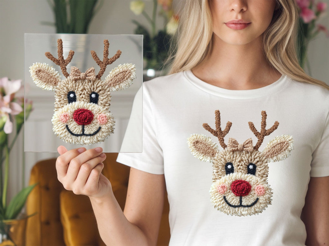 Cute Reindeer yarn design Christmas DTF TRANSFER