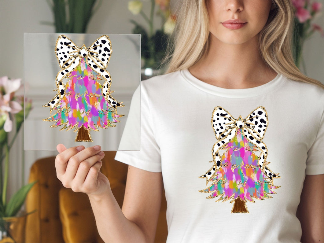 Colorful watercolor christmas tree christmas DTF TRANSFER