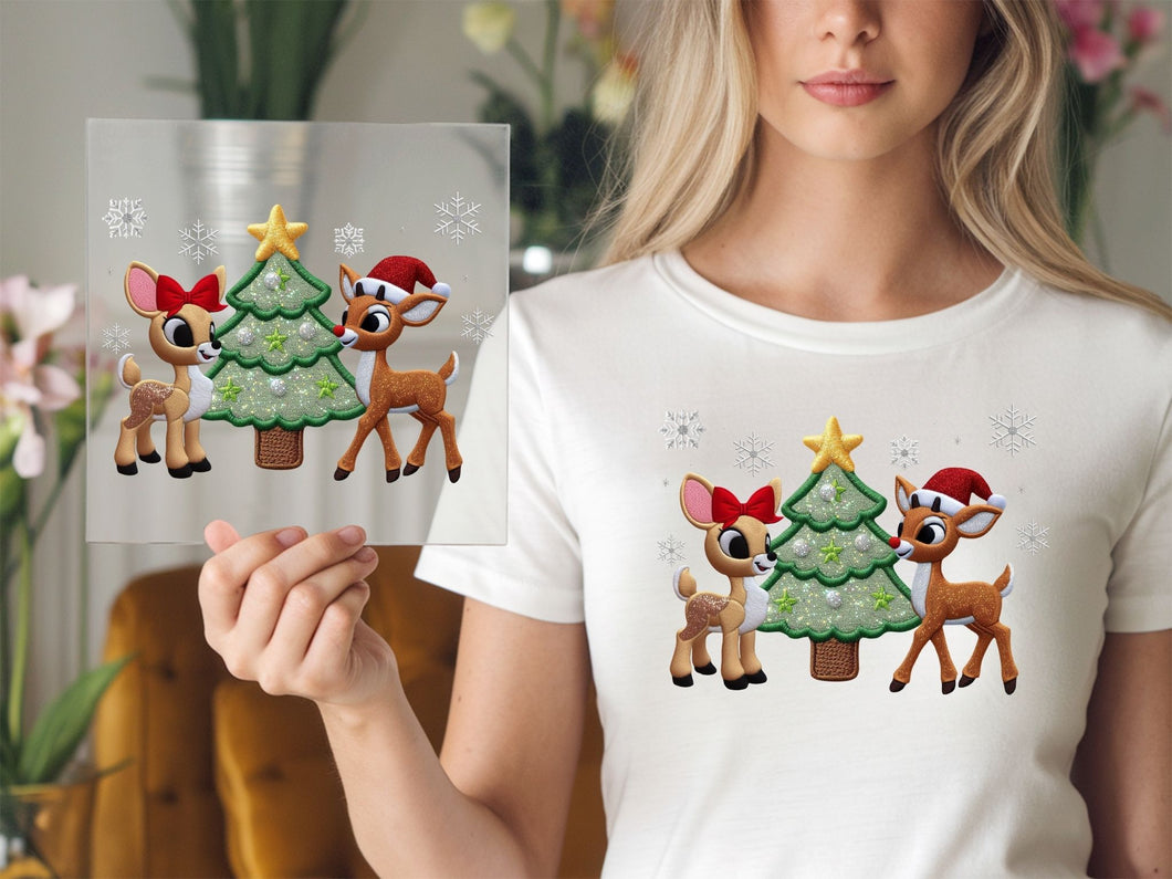 Rudolph Reindeers Christmas Tree Christmas DTF TRANSFER