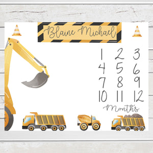 Personalized Milestone Blanket Construction Truck