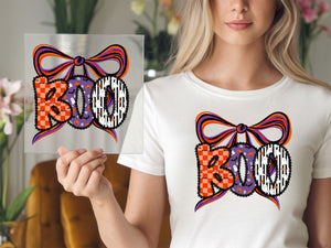 BOO with Bow Cute Girl Halloween DTF TRANSFER