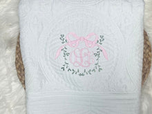 Load image into Gallery viewer, Heirloom Quilts - MONOGRAM WITH BOW DESIGN
