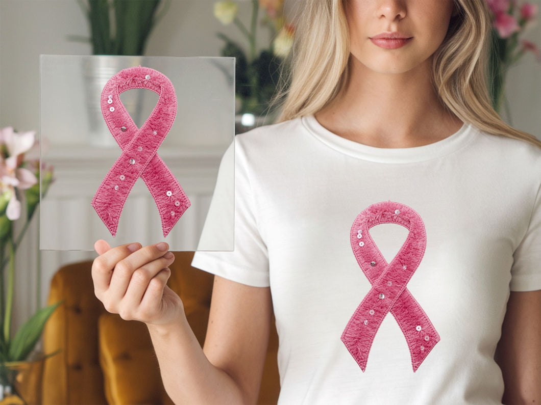 Breast Cancer Awareness Ribbon Yarn DTF TRANSFER