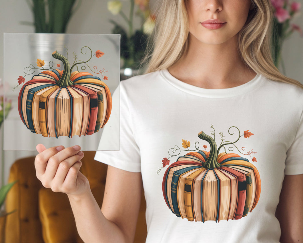Fall Book Pumpkin DTF TRANSFER