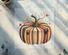 Load image into Gallery viewer, Fall Book Pumpkin DTF TRANSFER
