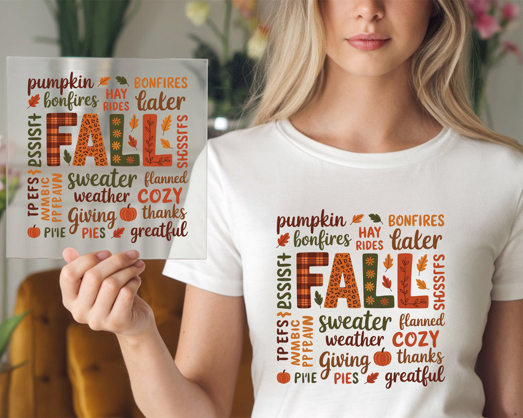 Fall Pumpkin Bonfires Word Art DTF TRANSFER