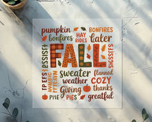 Load image into Gallery viewer, Fall Pumpkin Bonfires Word Art DTF TRANSFER
