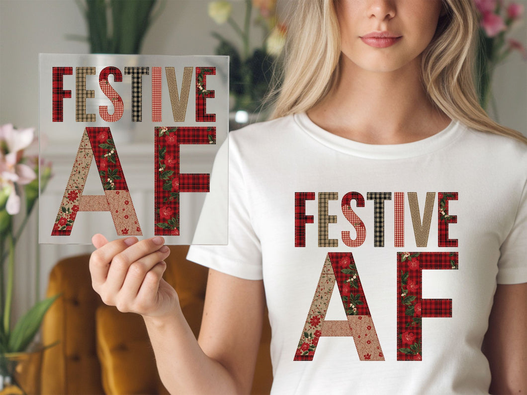 Festive AF Patchwork DTF TRANSFER