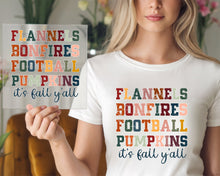 Load image into Gallery viewer, Flannels Bonfire Football Pumpins Its Fall Yall DTF TRANSFER
