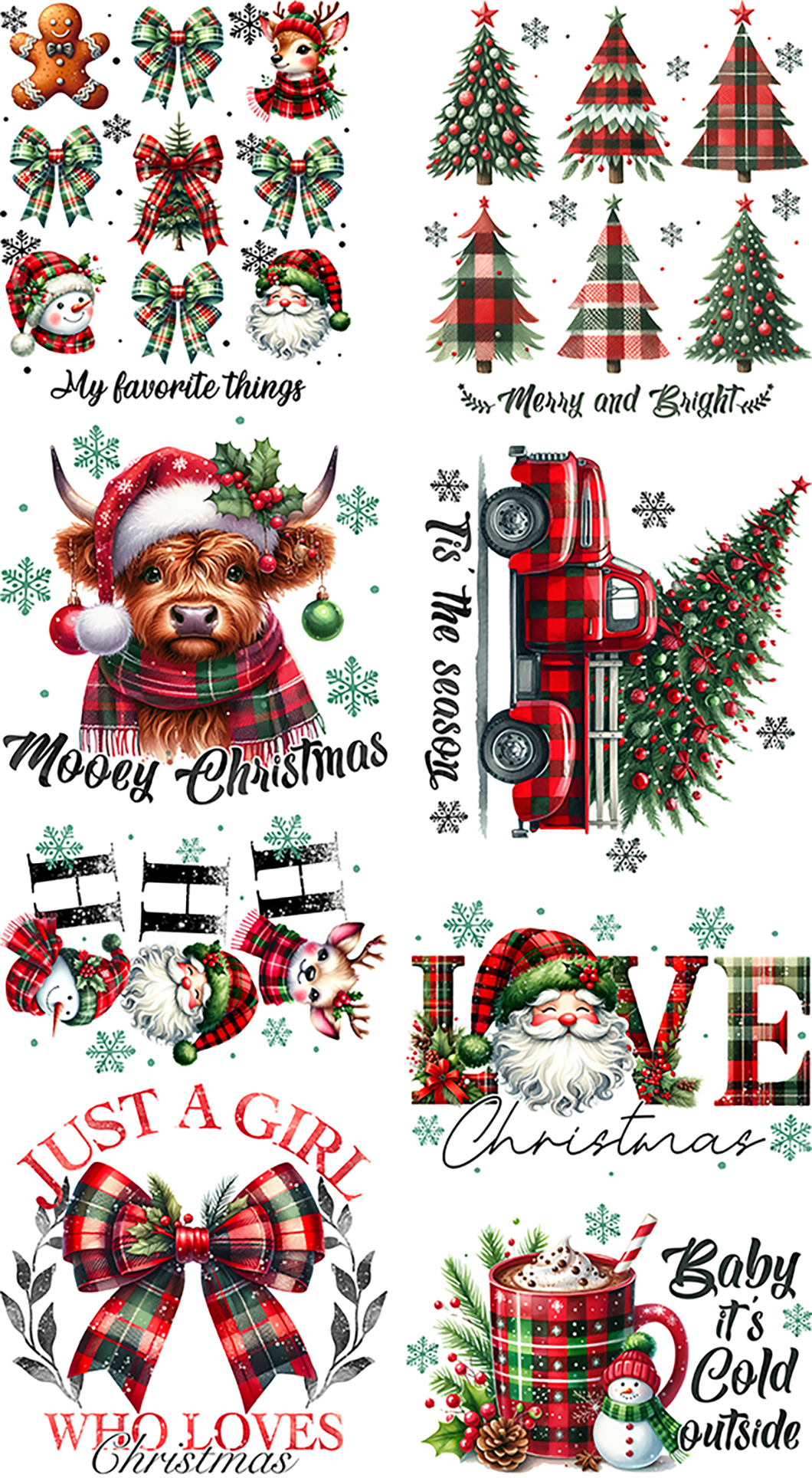 PREMADE GANG SHEET PLAID CHRISTMAS 22x40