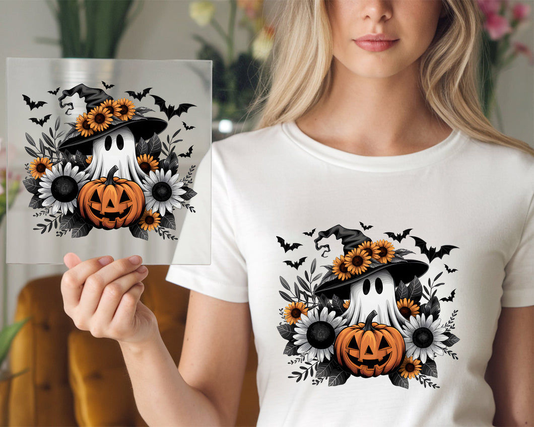 Ghost Witch With Flowers DTF TRANSFER