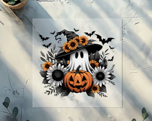 Ghost Witch With Flowers DTF TRANSFER