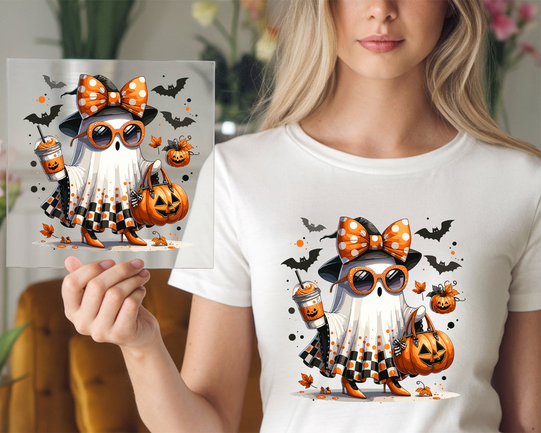 Ghost Witch With Pumpkin Spice DTF TRANSFER