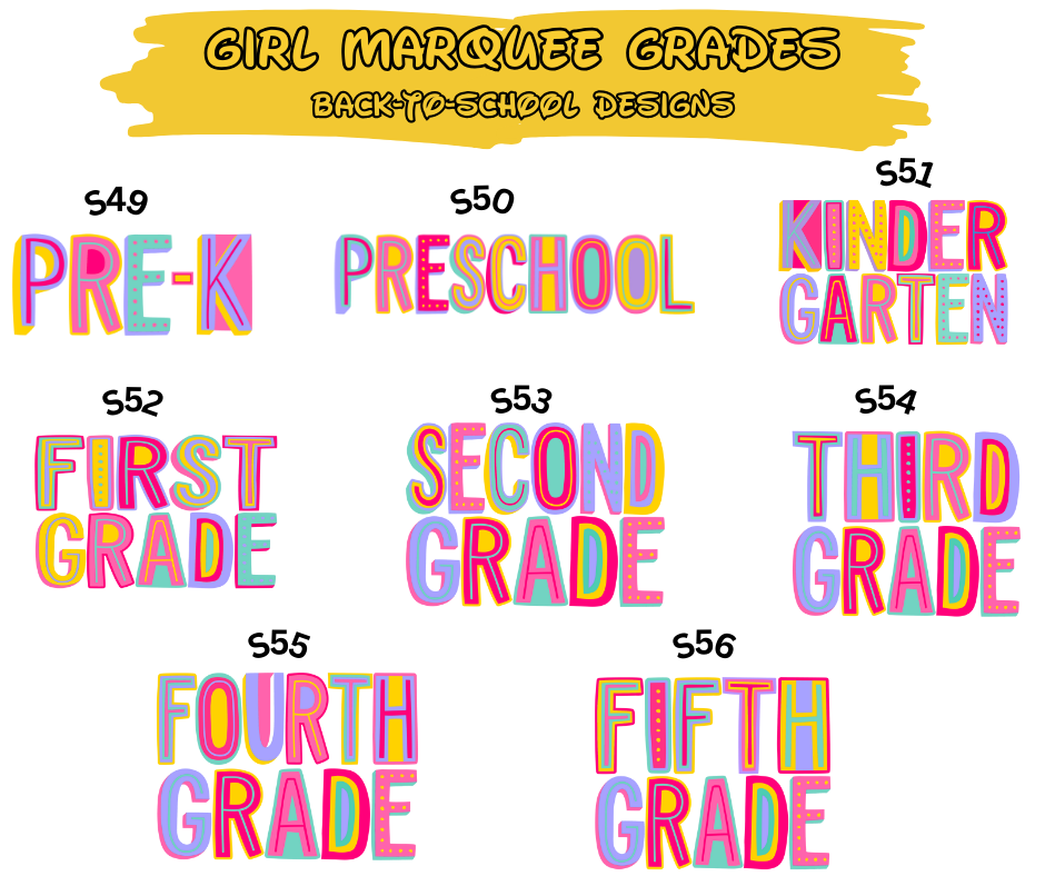 Girl Marquee Grades - DTF Transfer