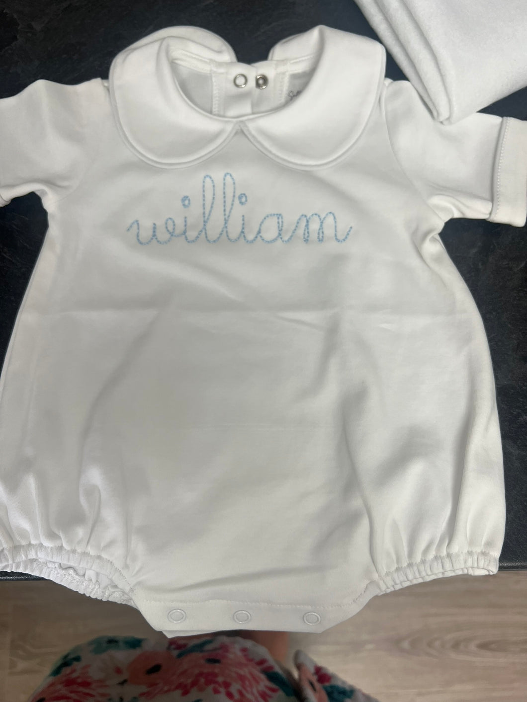 Bubble Romper Short Sleeve collar piping