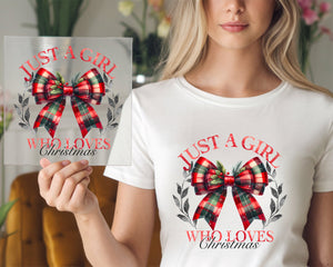 Just A Girl Who Loves Christmas - Plaid DTF TRANSFER