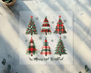 Merry And Bright - Plaid Trees DTF TRANSFER