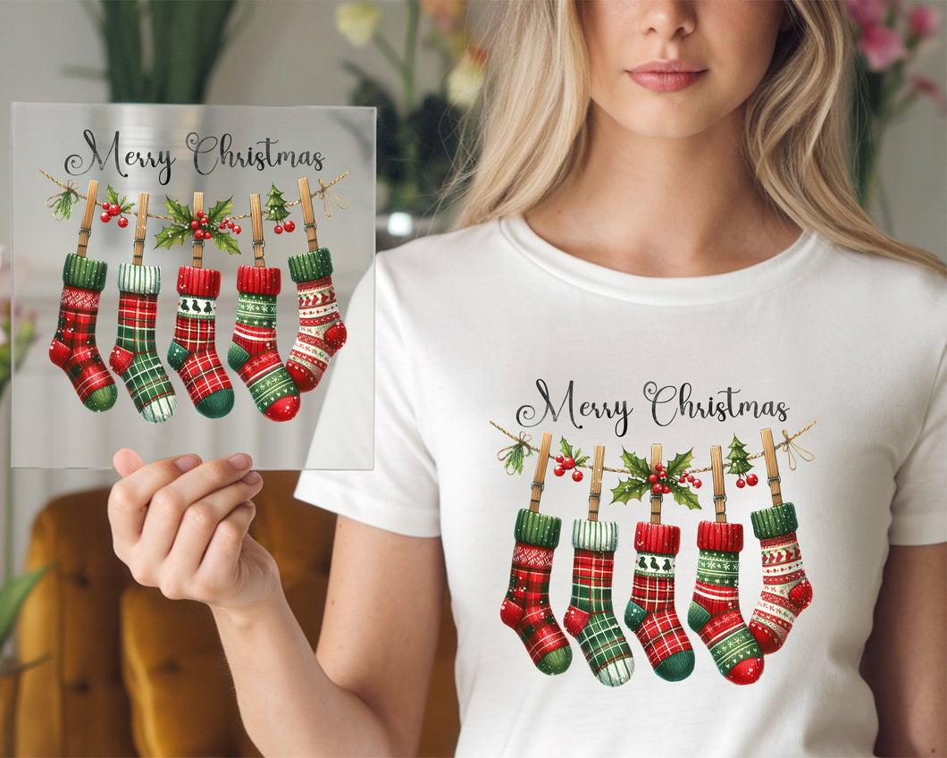 Merry Christmas Stockings DTF TRANSFER