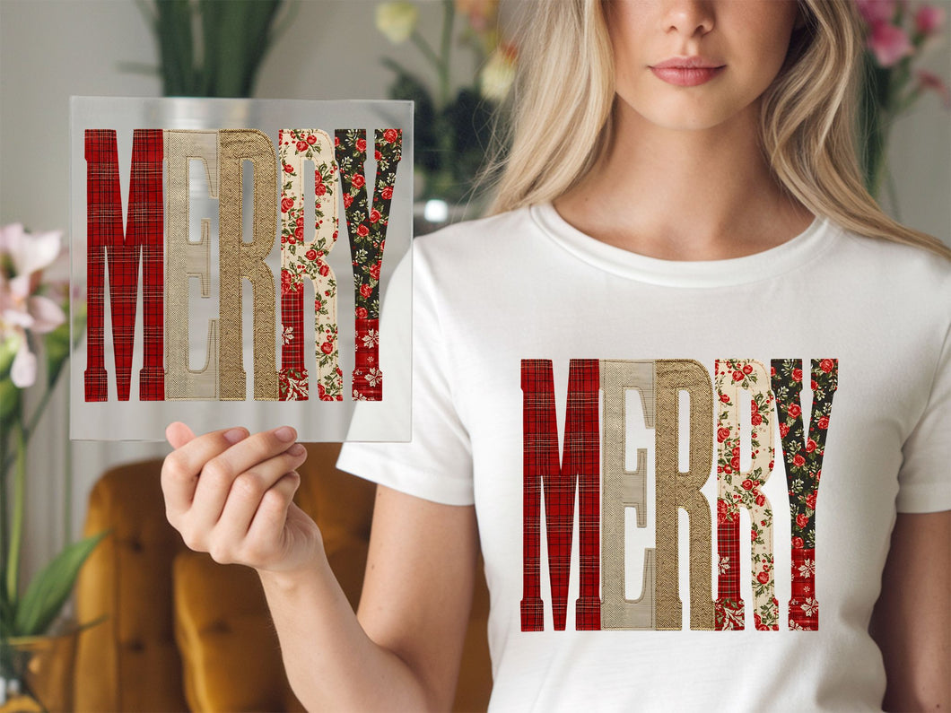 Merry Patchwork DTF TRANSFER