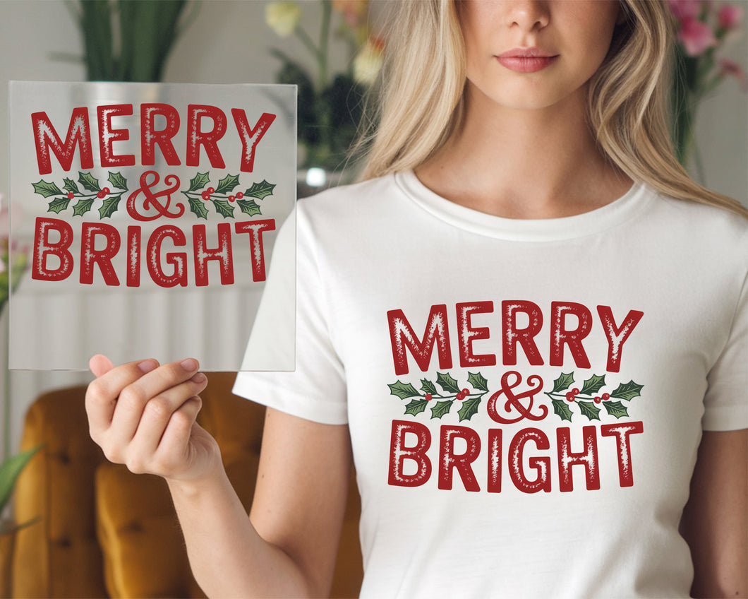 Merry And Bright With Holly DTF TRANSFER