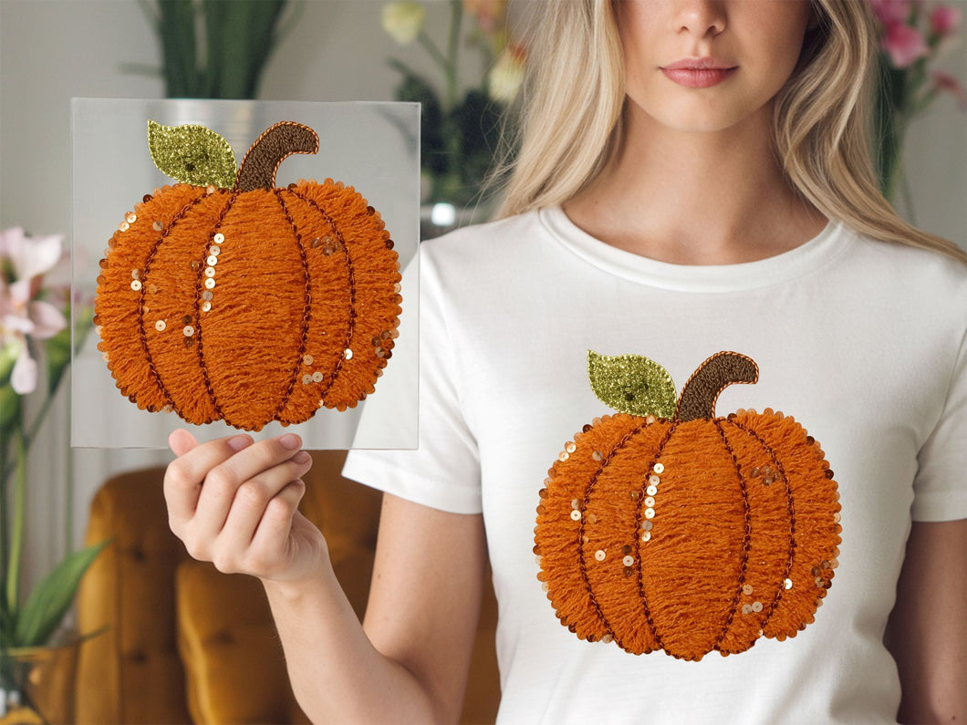 Pumpkin With Sequins DTF TRANSFER