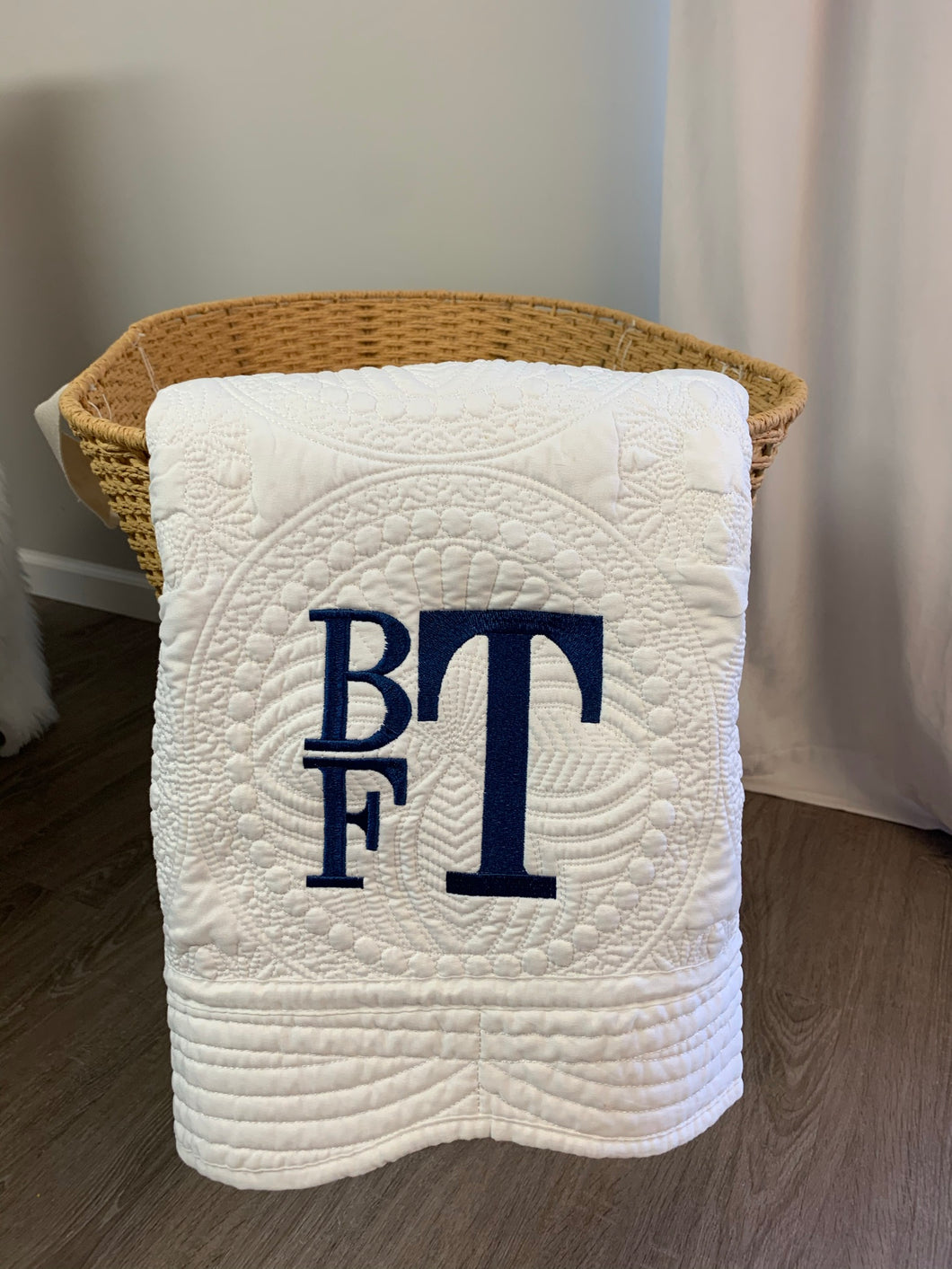 Heirloom Quilt Embroidered Design with Stacked Monogram