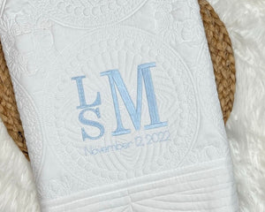 Heirloom Quilt Embroidered Design with Stacked Monogram
