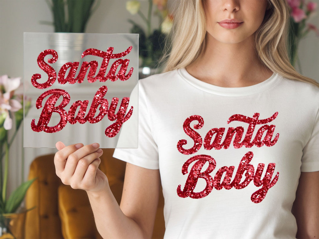 Santa Baby Sequins DTF TRANSFER