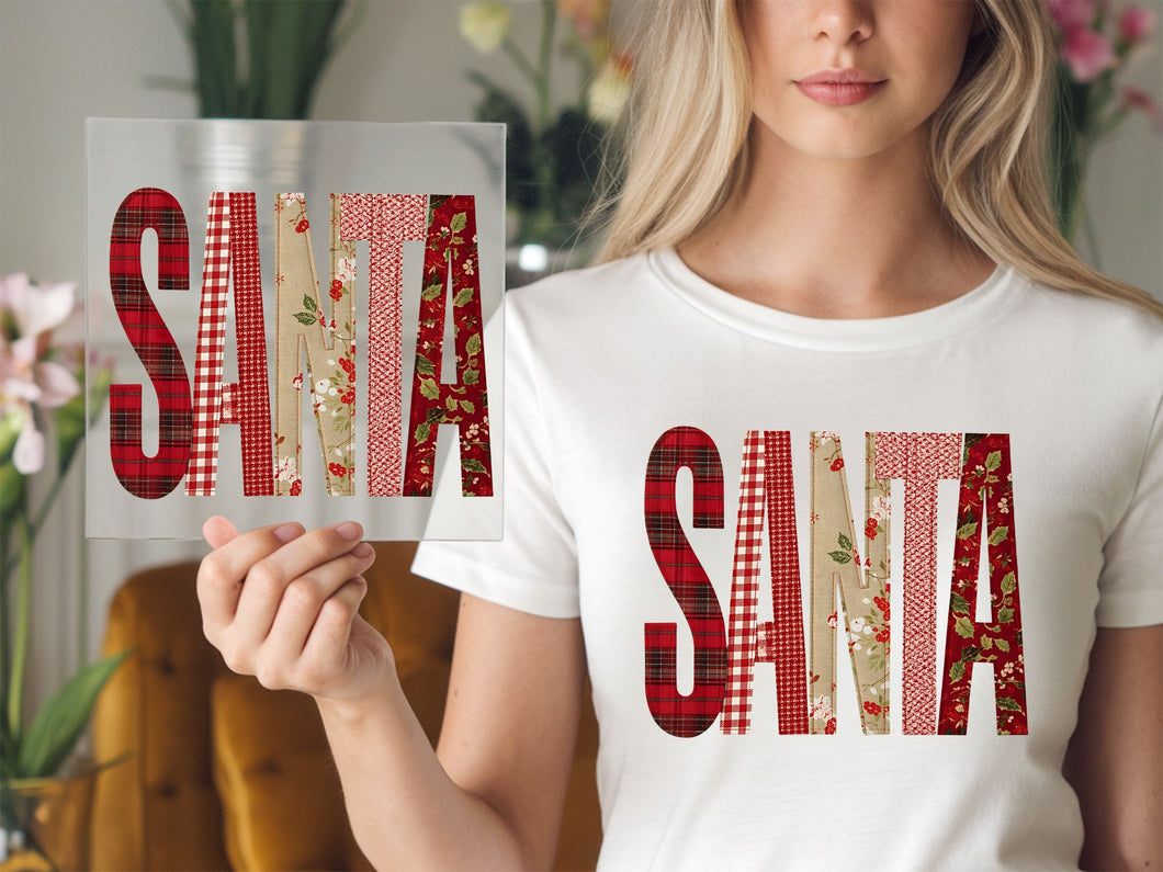 Santa Patchwork DTF TRANSFER