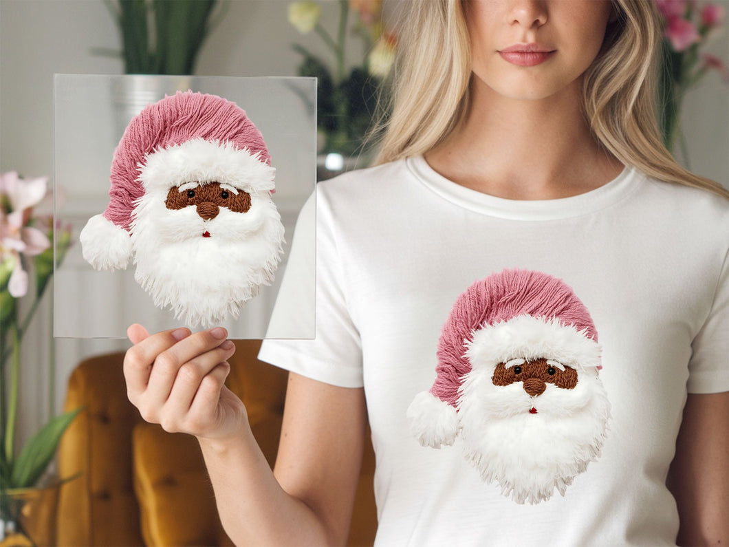Santa Pink Hat Yarn Dark DTF TRANSFER
