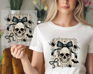 Skull With Black Bow DTF TRANSFER