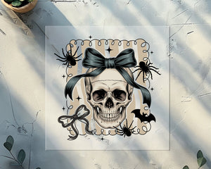 Skull With Black Bow DTF TRANSFER