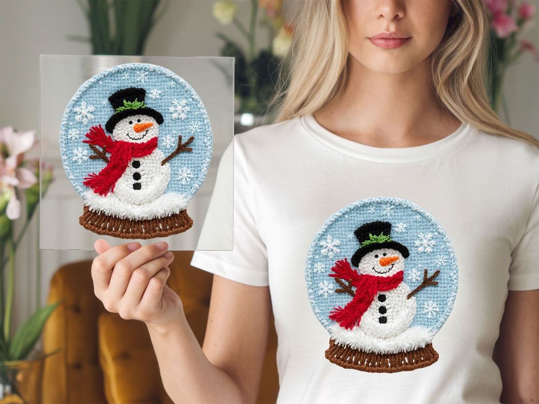 Snowman Snow Globe Yarn DTF TRANSFER