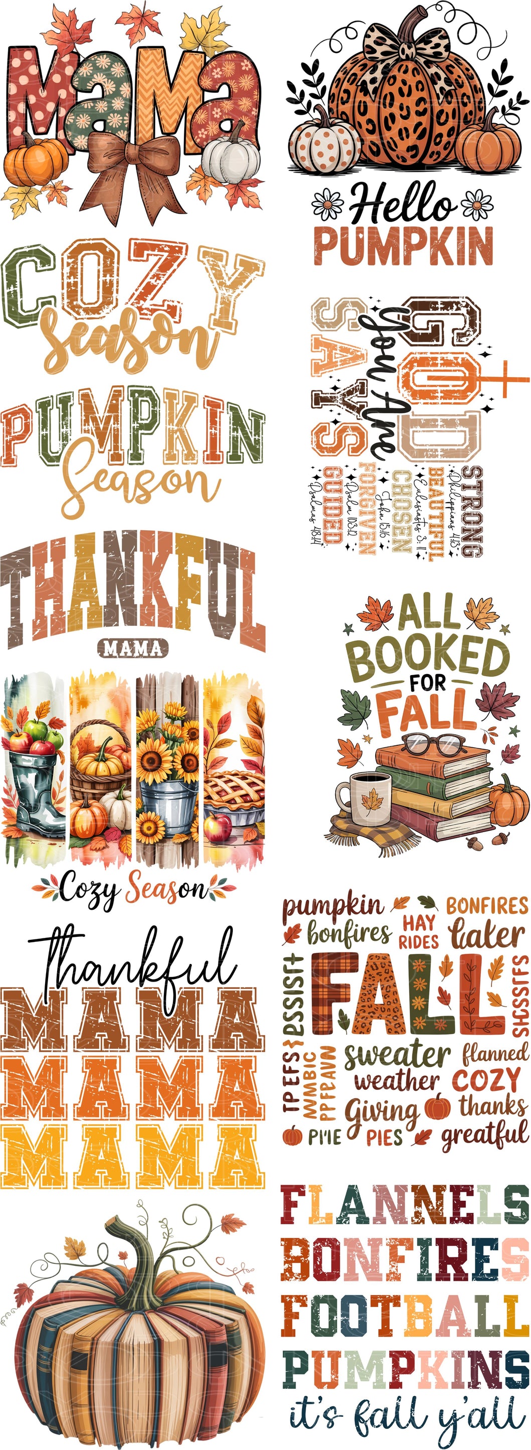PREMADE GANG SHEET FALL THANKSGIVING 22X60