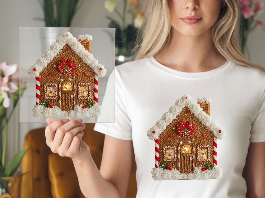 Yarn Ginger Bread House DTF TRANSFER