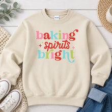 Load image into Gallery viewer, Baking Spirits Bright Christmas design on Sand crewneck sweatshirt
