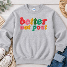 Load image into Gallery viewer, Better Not Pout Christmas design on Ash Grey crewneck sweatshirt
