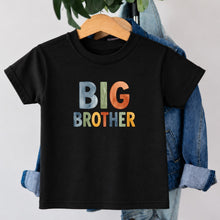 Load image into Gallery viewer, Big Brother Watercolor design on black kids t-shirt
