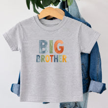 Load image into Gallery viewer, Big Brother Watercolor design on heather grey kids t-shirt
