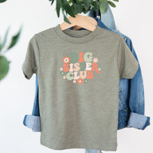 Load image into Gallery viewer, Big Sister Big Sister Club Retro Floral design on sage kids t-shirt
