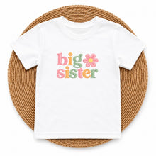 Load image into Gallery viewer, Big Sister Daisy Flower design on white kids t-shirt
