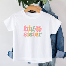 Load image into Gallery viewer, Big Sister Daisy Flower design on white kids t-shirt
